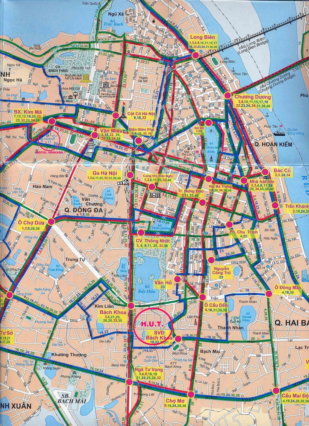 La carte de hanoi en bus 17 route