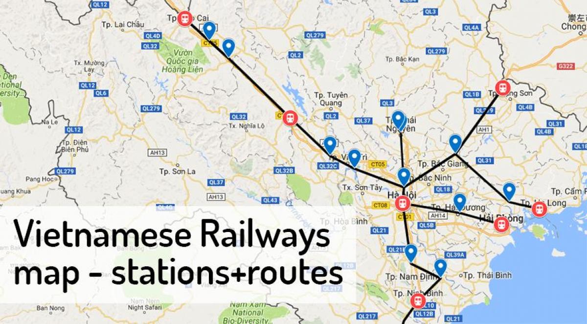 La carte de hanoi la gare de 