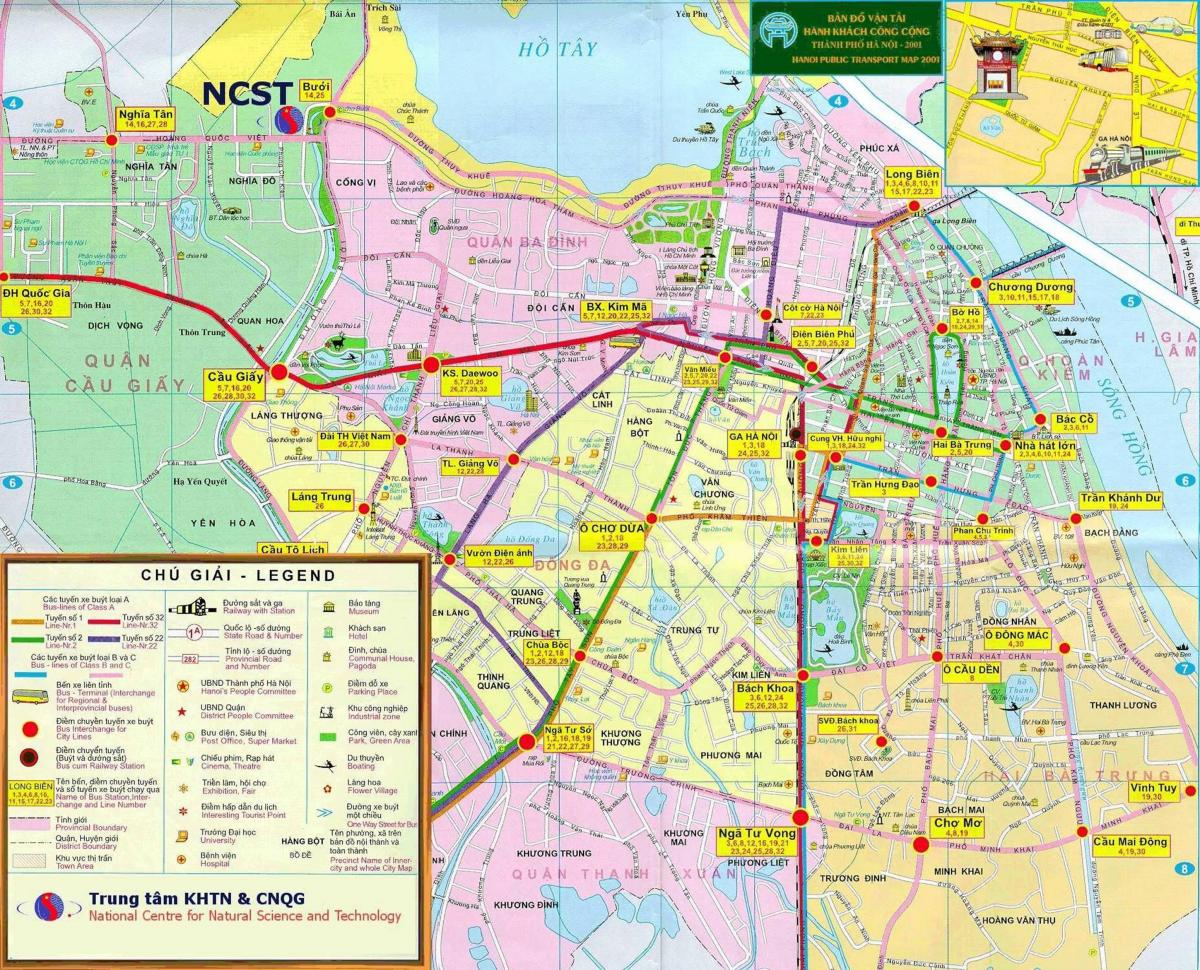 La carte de hanoi, les transports publics