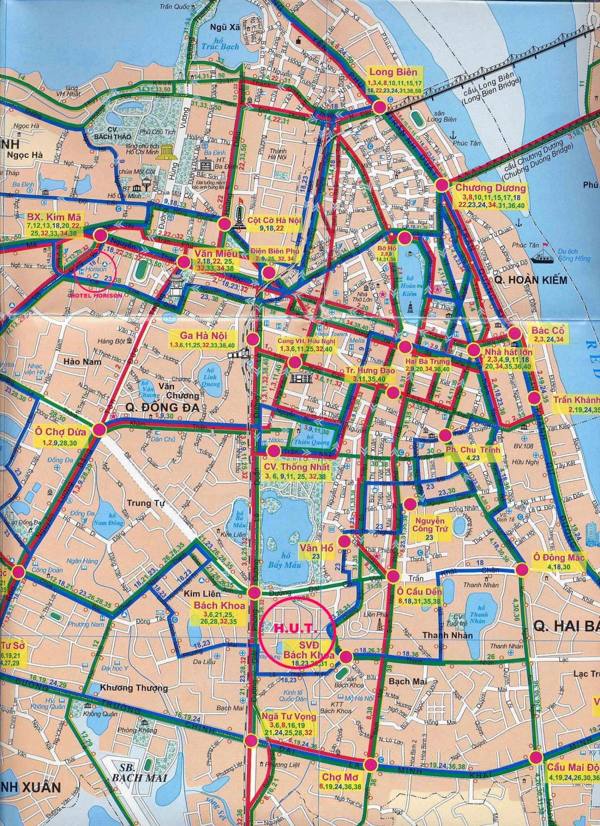 Carte de la ville de hanoi en bus