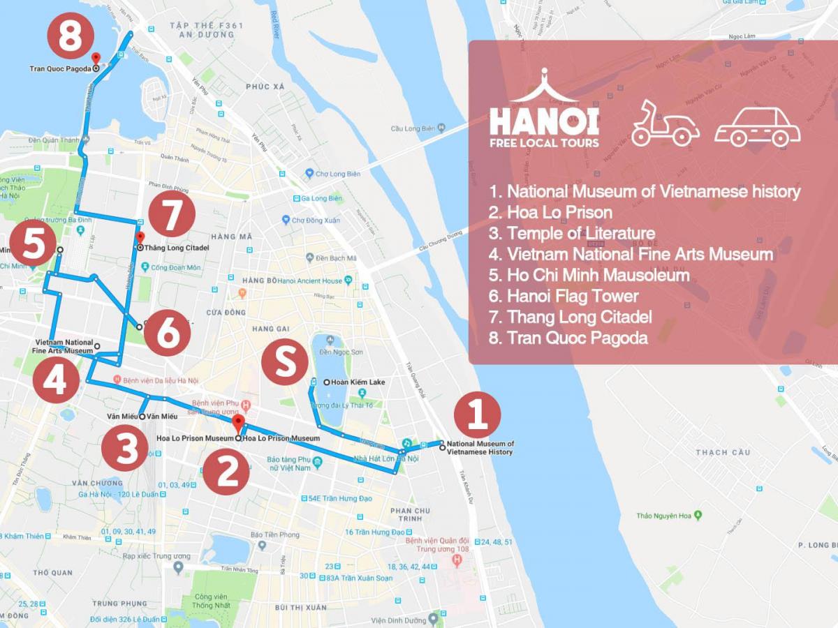 hanoi le quartier français de la visite à pied de la carte