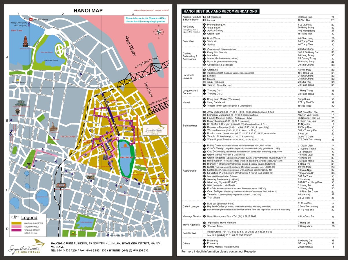 le vieux quartier d'hanoi visite à pied de la carte