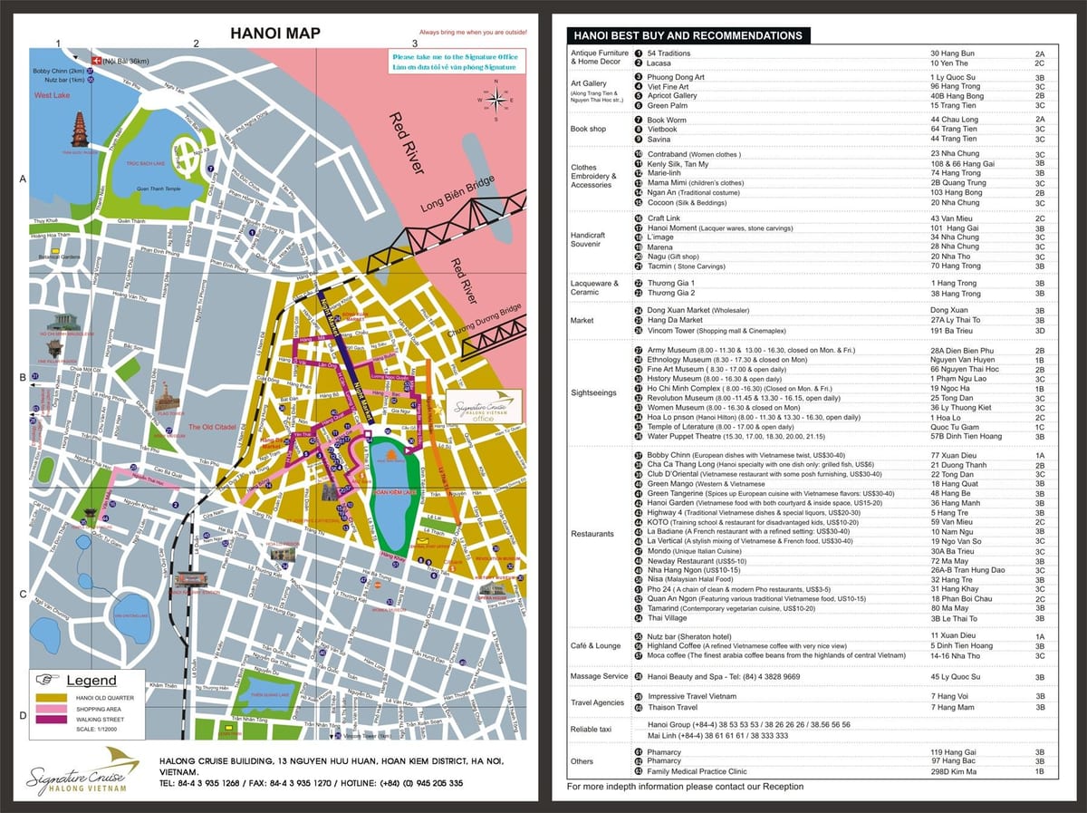 carte de vieux quartier d'hanoi, vietnam