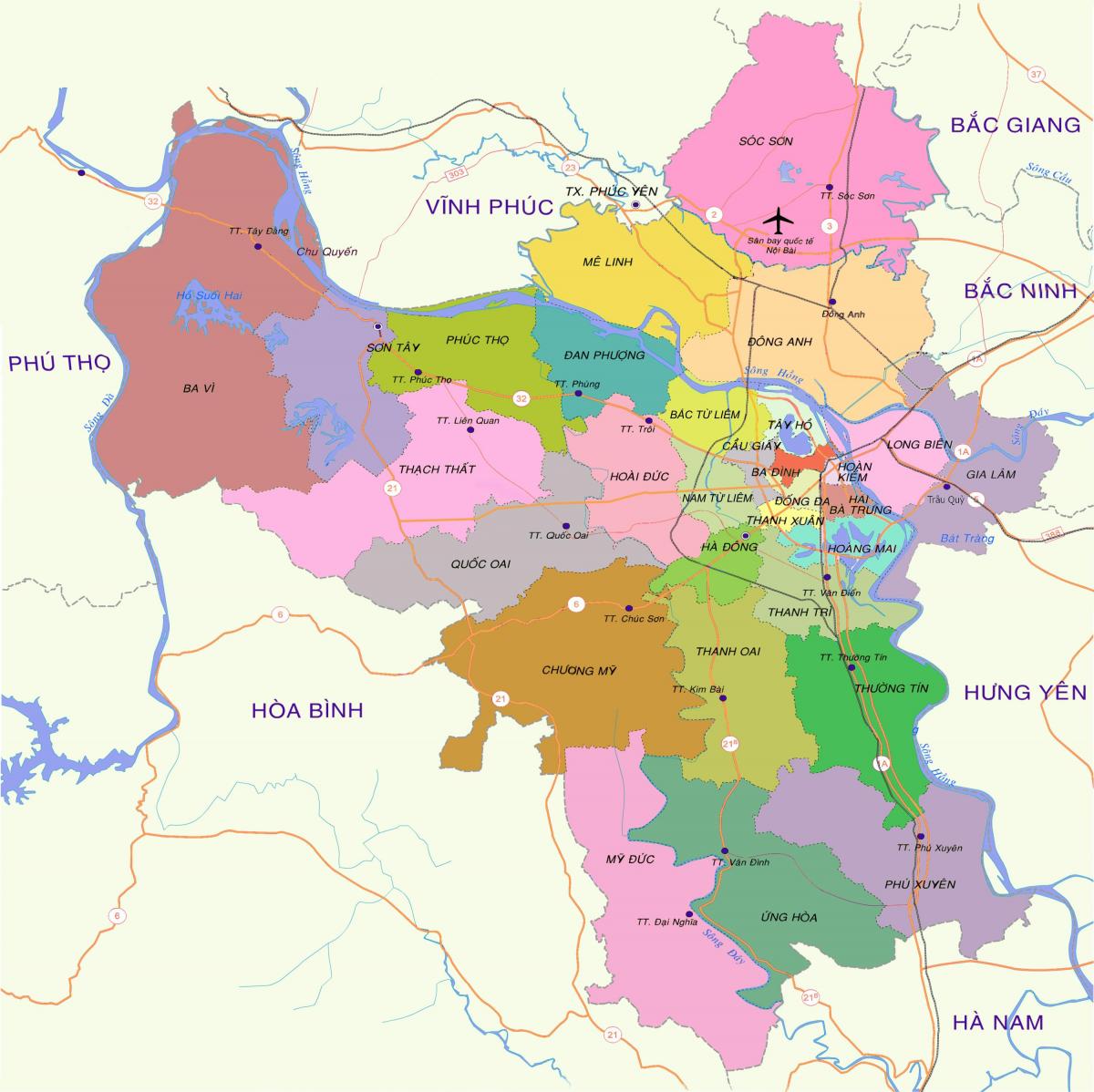 La carte de hanoi district