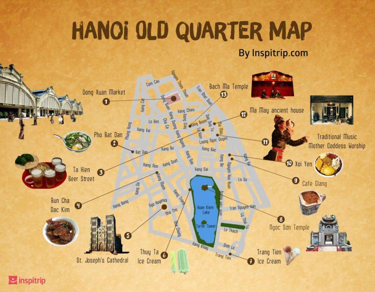 carte de rue de le vieux quartier d'hanoi